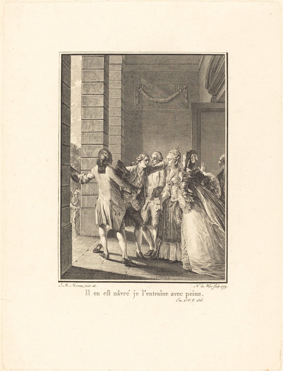 Han beklager, jeg trener ham med vanskeligheter av Noël Le Mire after Jean Michel Moreau