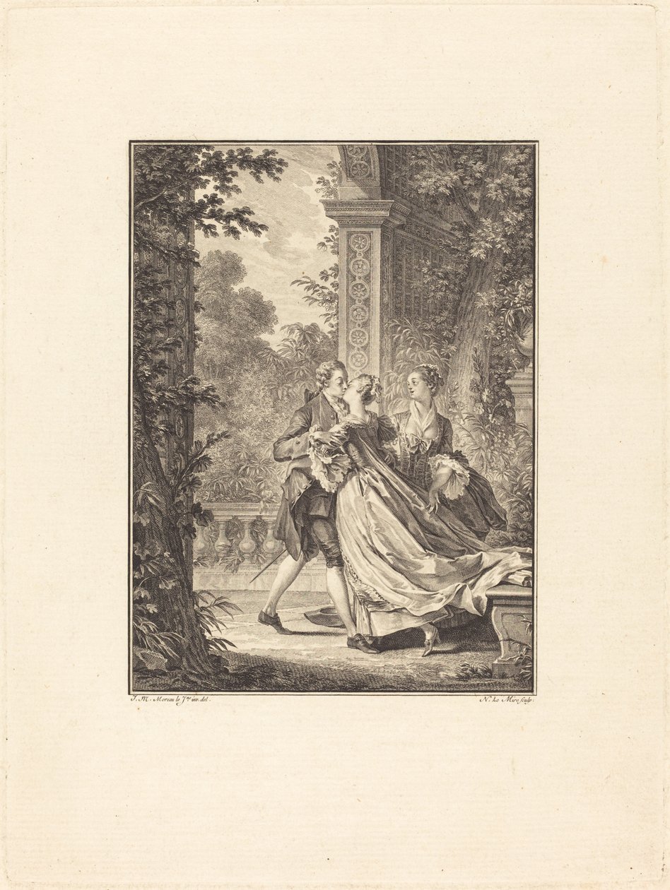 Uten å forstå noe av dette mysteriet av Noël Le Mire after Jean Michel Moreau