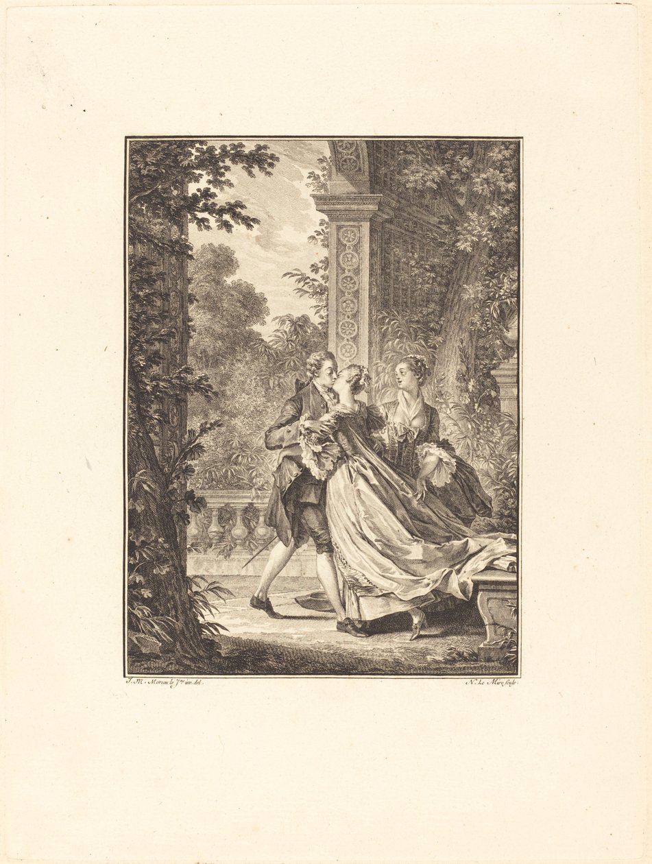 Uten å forstå noe av dette mysteriet av Noël Le Mire after Jean Michel Moreau