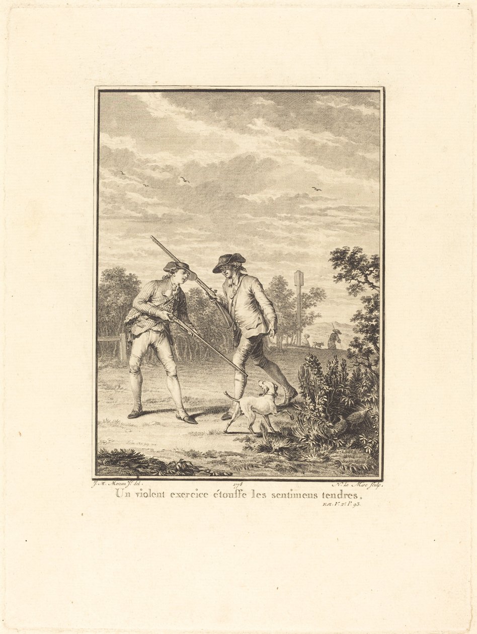 Voldelig trening kveler ømme følelser av Noël Le Mire after Jean Michel Moreau