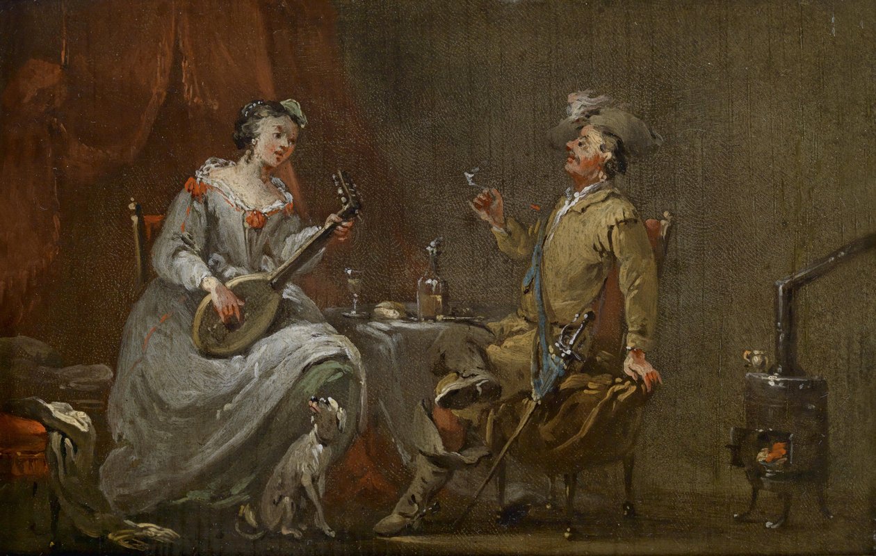 Cavalier og dame som spiller lut av Norbert Joseph Carl Grund