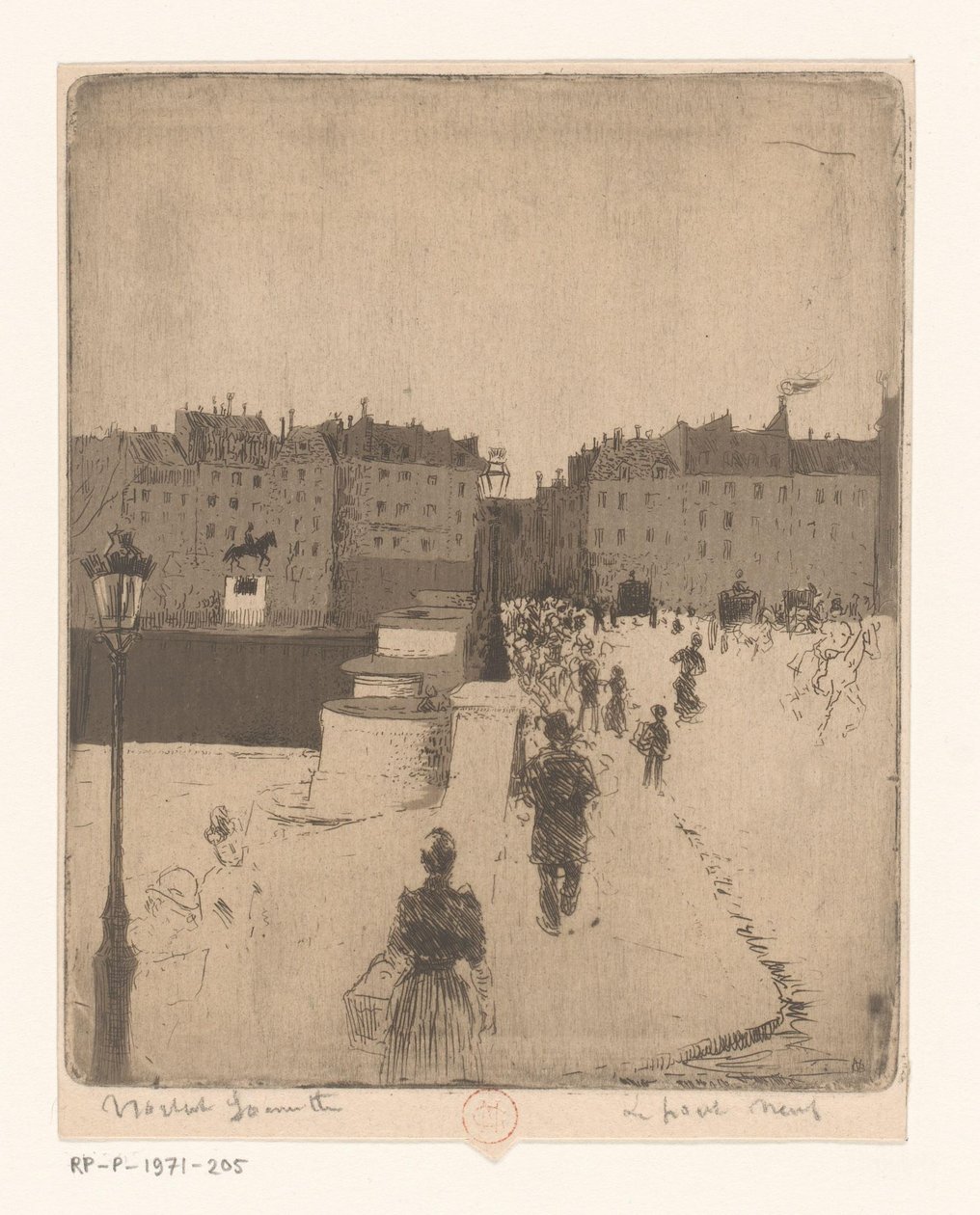 Utsikt over Pont Neuf i Paris Le Pont Neuf (tittel på objekt) av Norbert Goeneutte