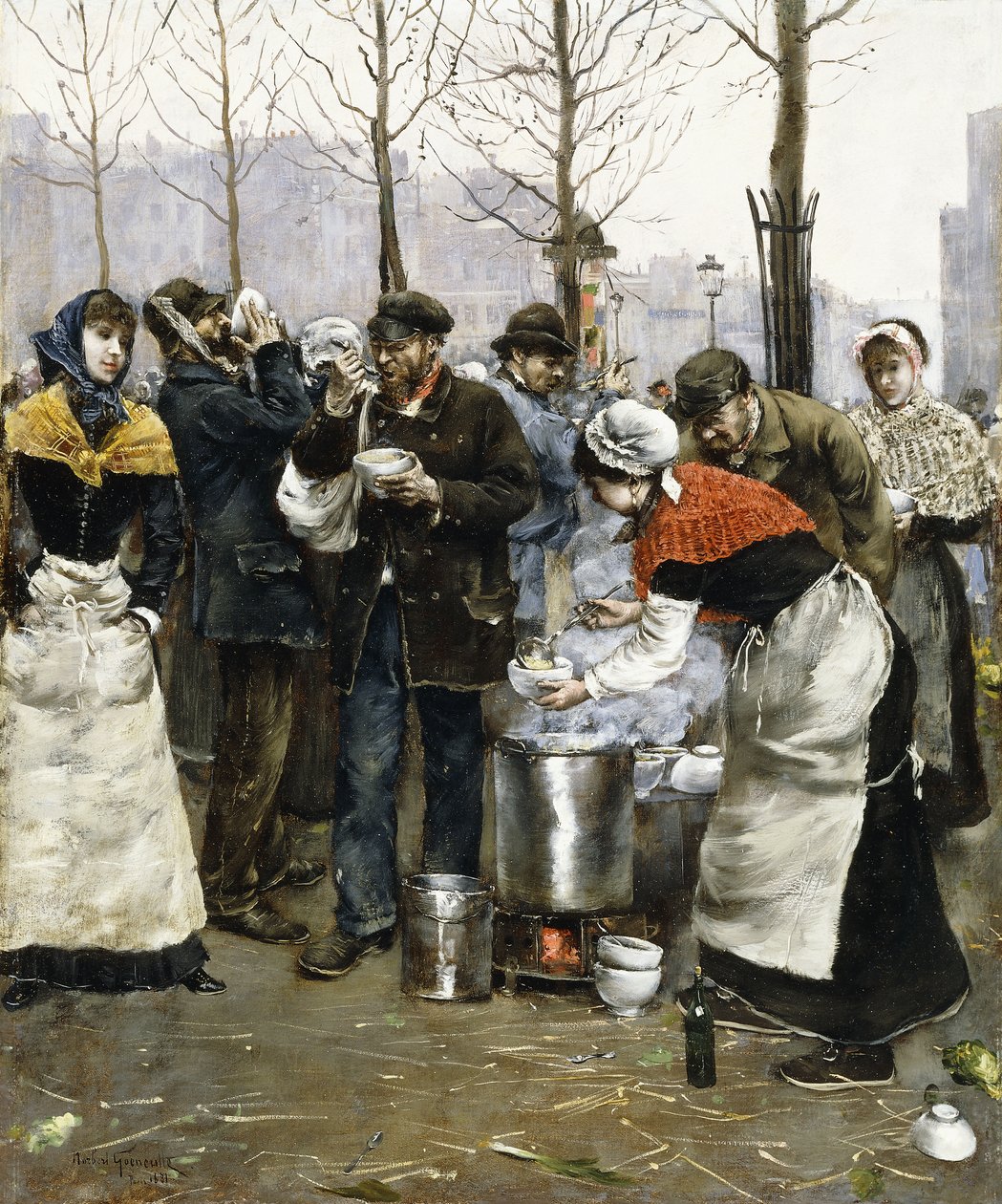 Suppe til messene på en vinterdag, Paris, 1881 av Norbert Goeneutte