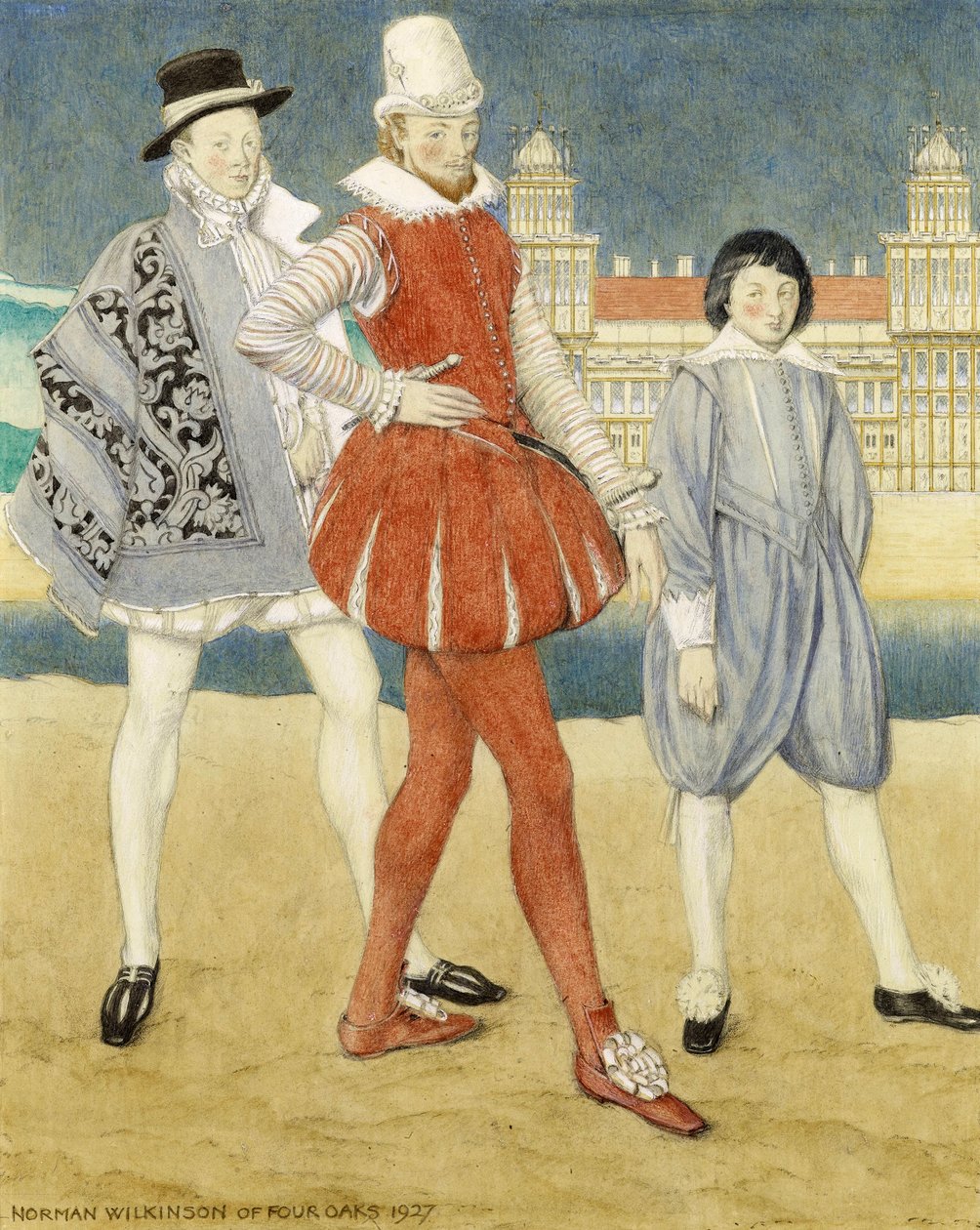 Mercutio og Benvolio -? Romeo og Julie, 1927 (wc på papir) av Norman Wilkinson