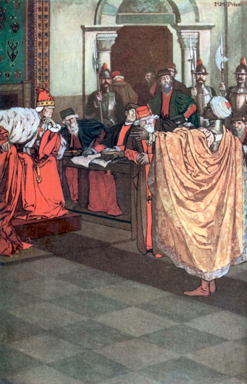 Othello, «Hun elsket meg for farene jeg hadde overstått». Othello – Akt 1, scene 3 (fargelitografi) av Norman Mills (after) Price