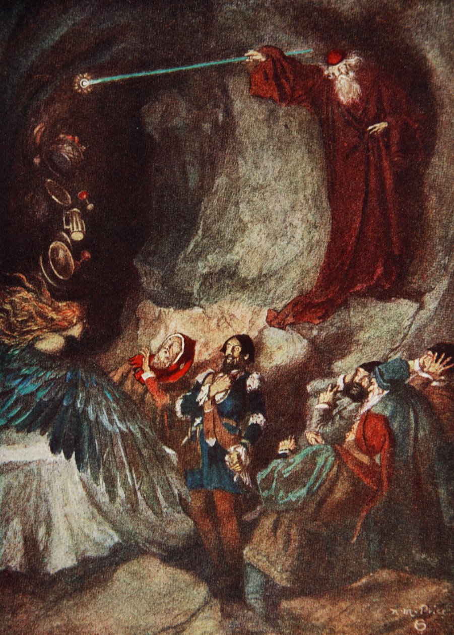 Festen forsvant bort, The Tempest Act III, Scene 3, illustrasjon fra 