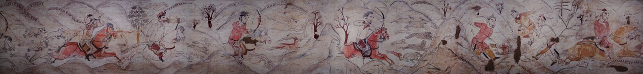 Veggmaleri fra en grav fra det nordlige Qi -dynastiet i Jiuyuangang, Xinzhou av Northern Qi Dynasty Chinese Scool