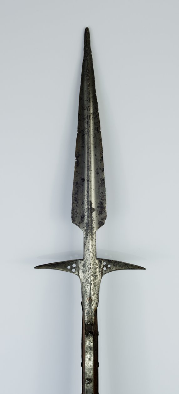 Lugged Spear, midten av 1400-begynnelsen av 1500-tallet (stål med kobberinnlegg og moderne restaureringer) av Northern Italian School