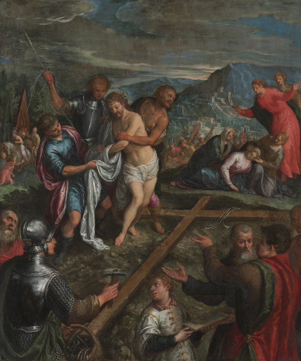 Forberedelse til korsfestelsen, ca. 1600 (olje på kobber) av Northern Italian School