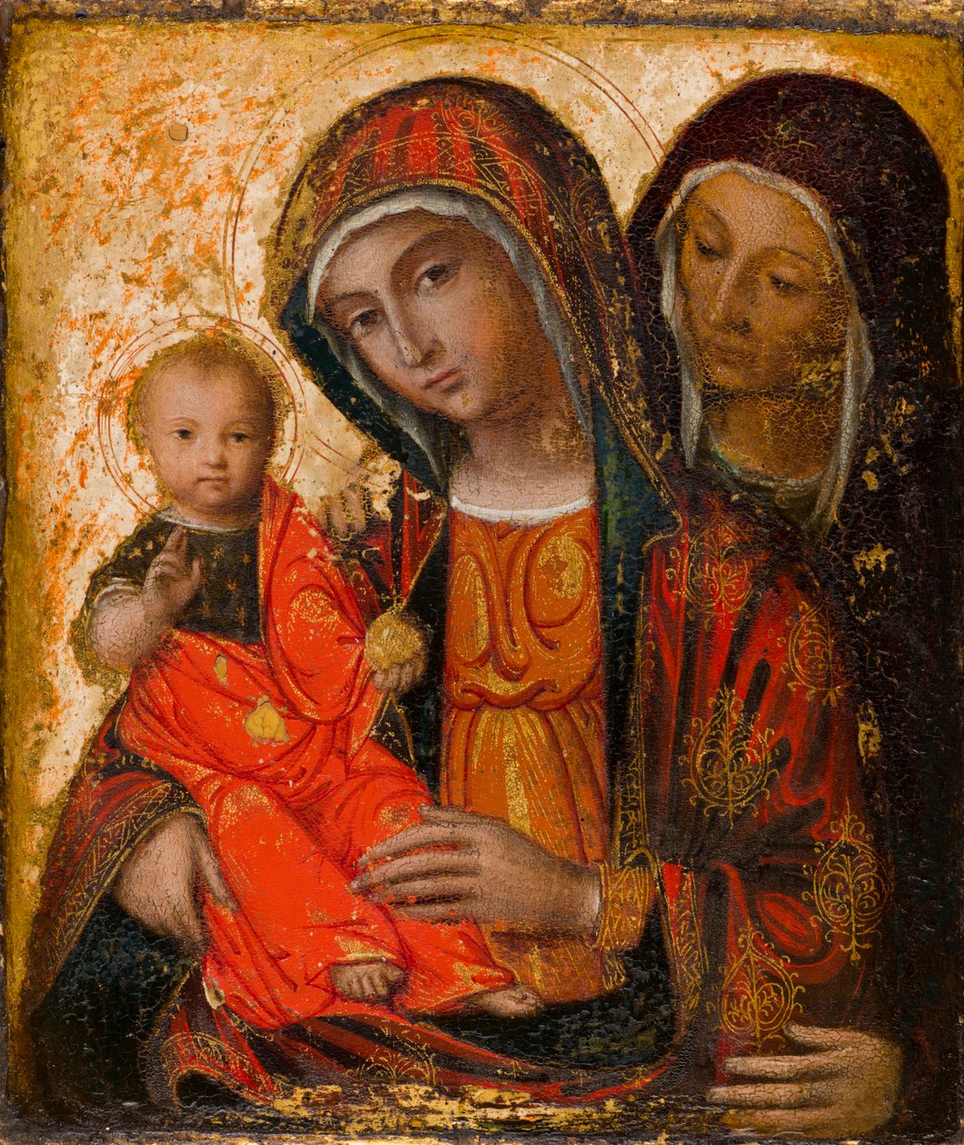 Jomfru Maria, Kristus og den hellige Anne, ca. 1500-1600 (olje og panel) av Northern Italian School