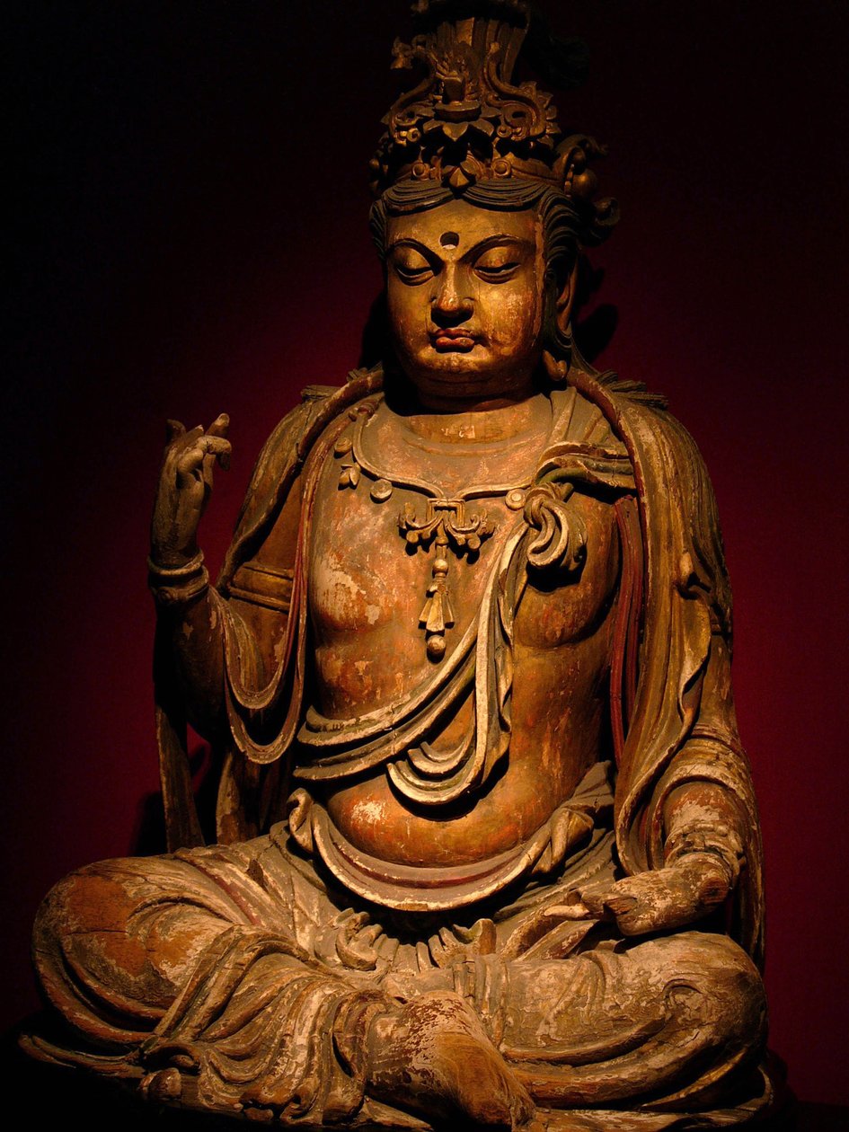 Malt treskulptur av Boddhisatva, Song-dynastiet (960-1279), Shanghai nasjonalmuseum. Fotografi, Leonard de Selva, Kina, 2006. av Northern Song Dynasty Chinese School
