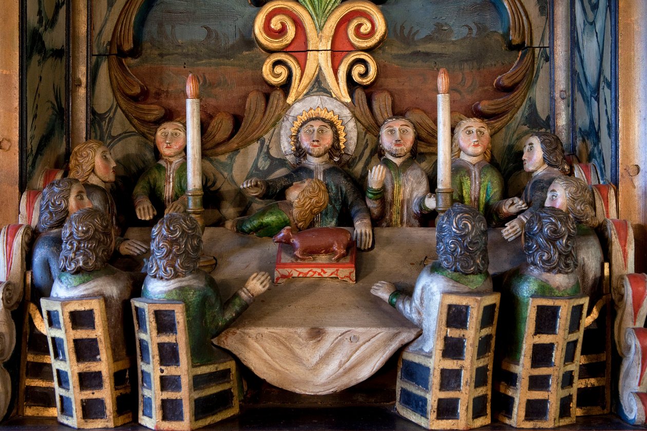 Nattverden, detalj fra en altertavle, Mo I Rana kirke av Norwegian School