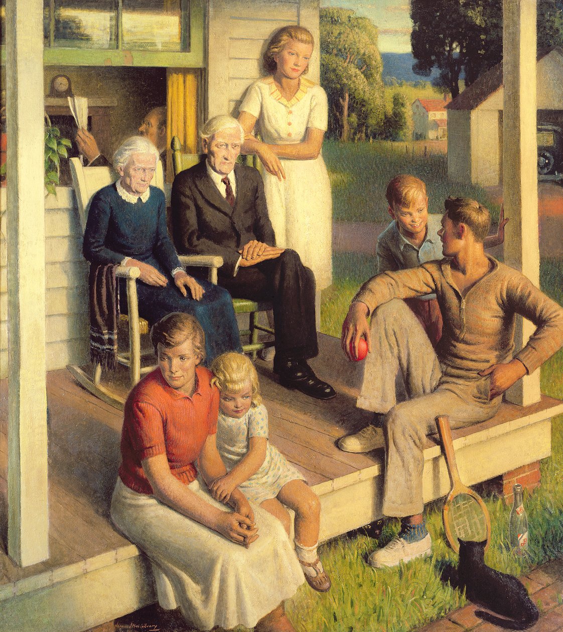 No More Chores, Family on Vacation, ca. 1935 (olje på lerret) av Norwood MacGilvary