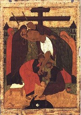Deponeringen, ikon fra Novgorod-skolen, 1400-tallet av Novgorod School