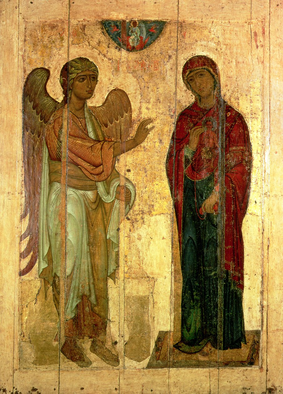 Ustiug Annunciation, ca. 1130-40 (tempera på panel) av Novgorod School