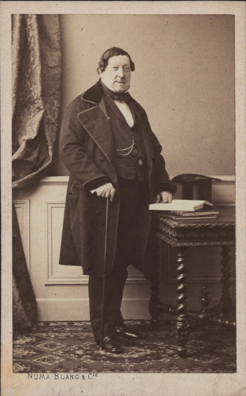 Portrett av komponisten Gioachino Antonio Rossini 1792-1868, før 1868. av Numa Blanc