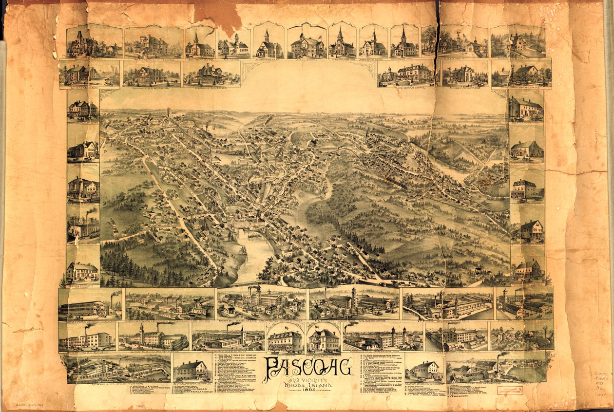 Fugleperspektiv. Relieff vist billedmessig. Inkluderer indeks til interessepunkter og 45 kol. jeg vil. av bygninger. Også tilgjengelig via Library of Congress-nettstedet som et rasterbilde. Kopi ufullkommen: flekket, mørknet, sprø, revet, krøllet, montert  av O.H. Bailey and Co.