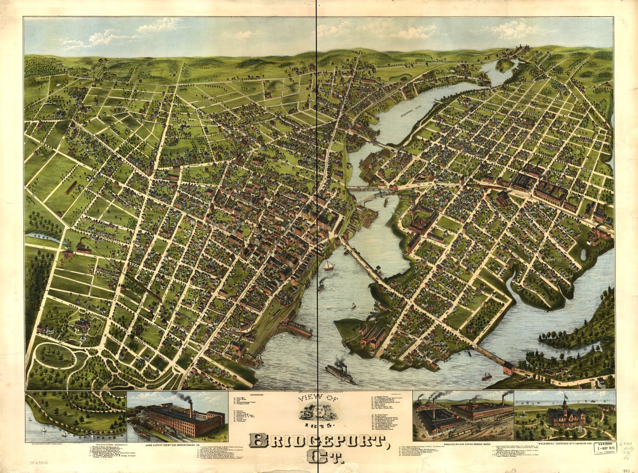 Utsikt over Bridgeport, Ct. 1875. av O.H. Bailey and Co. American Oleograph Co.