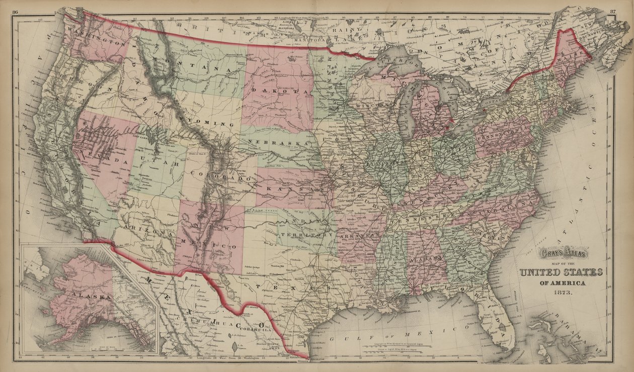 Grays atlas over USA av O.W. Gary