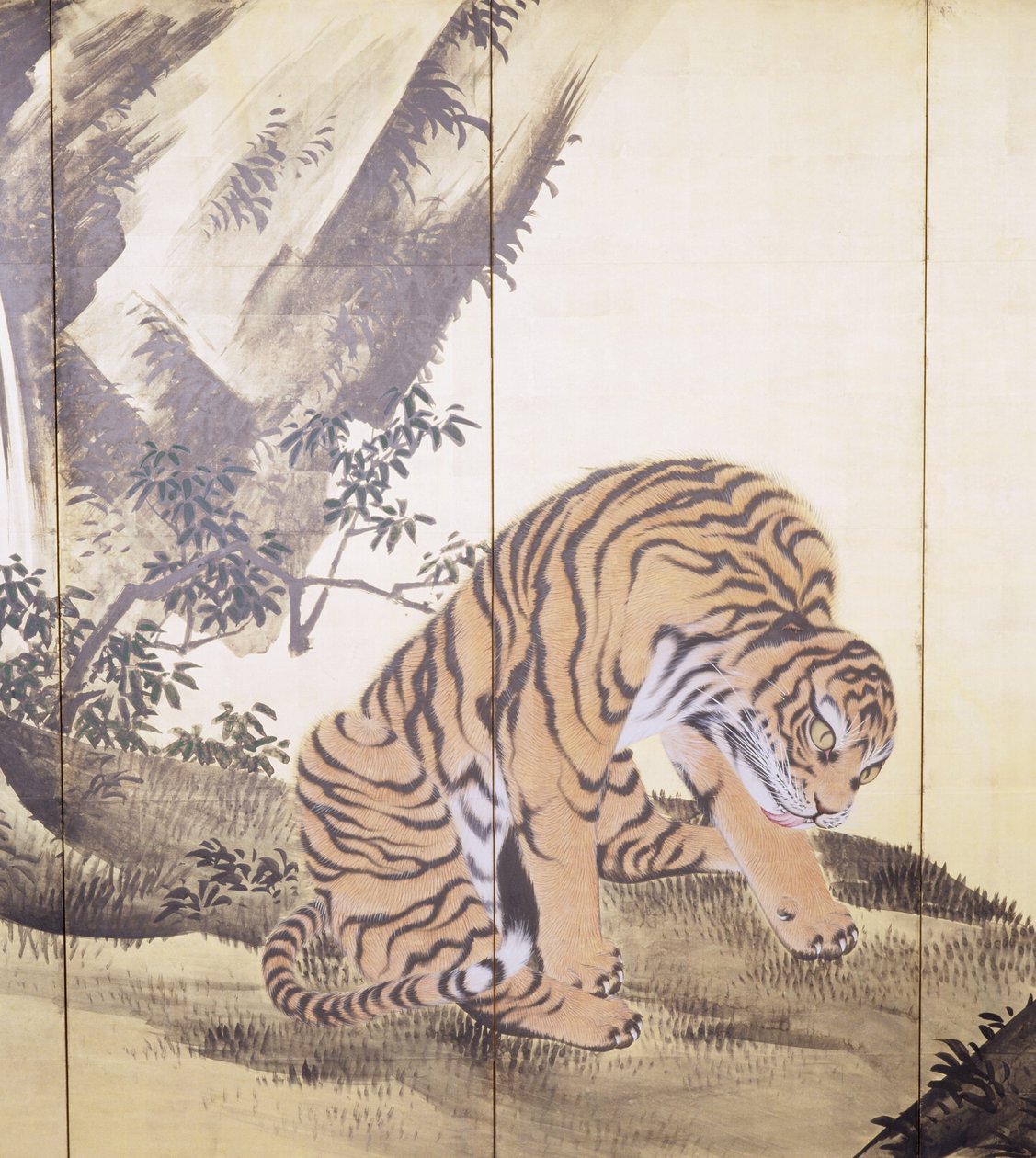 Tigre i et landskap av Obun Kunii