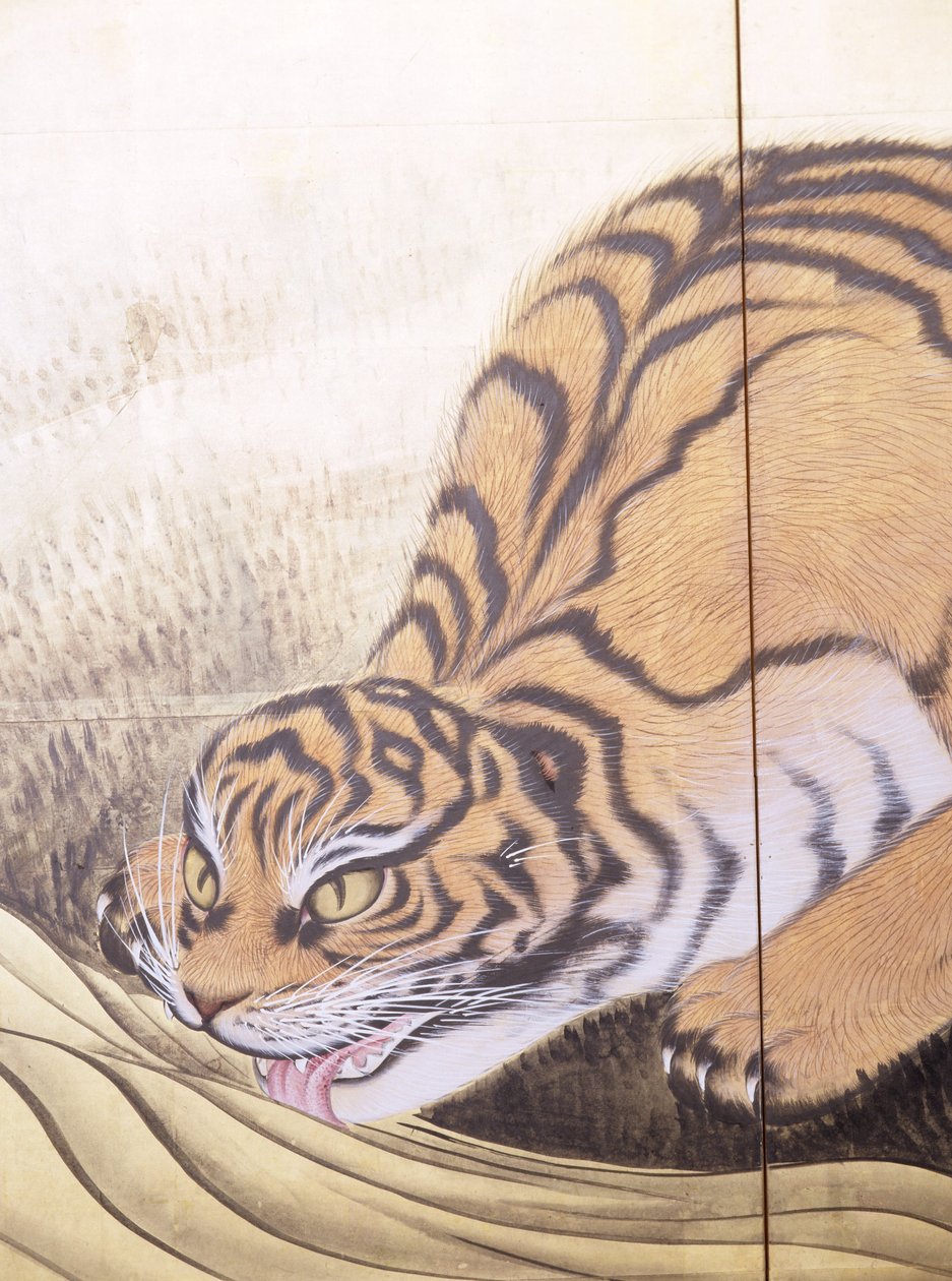 Tigre i et landskap av Obun Kunii
