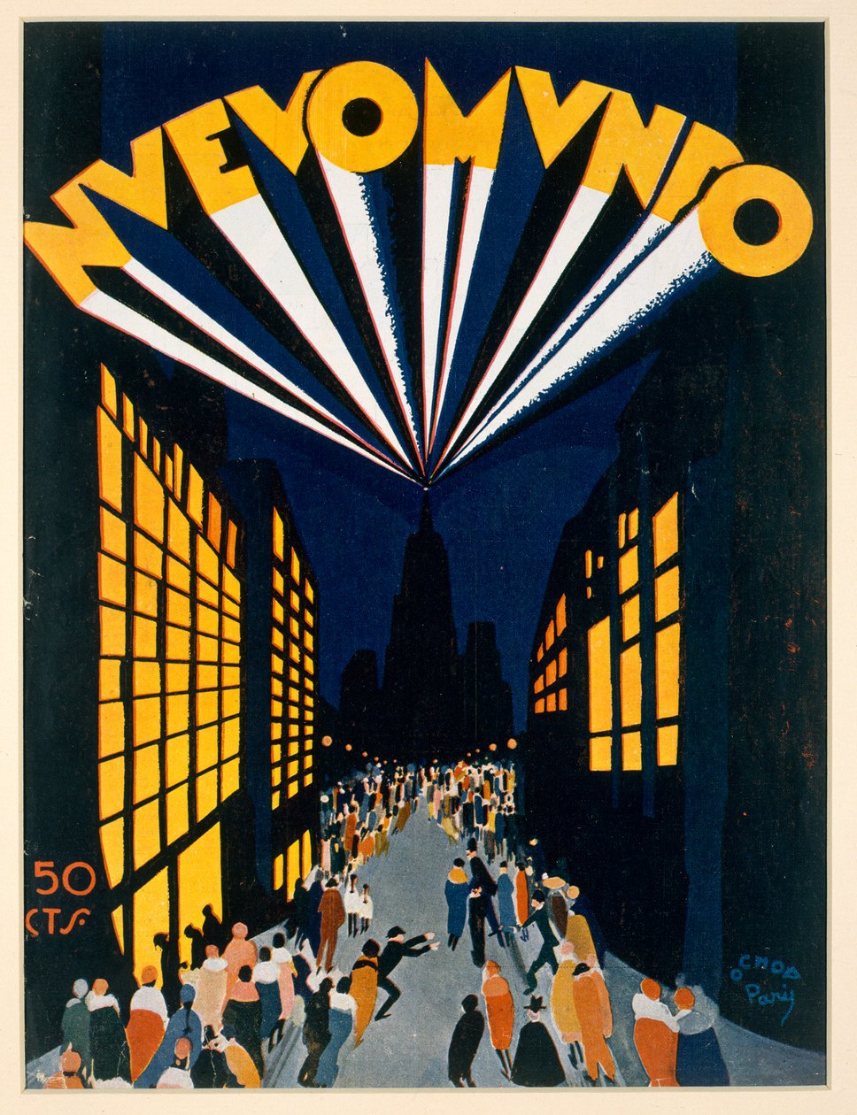New World, plakatreklame på Radio City-stil i Paris, ca. 1928 av Ochoa