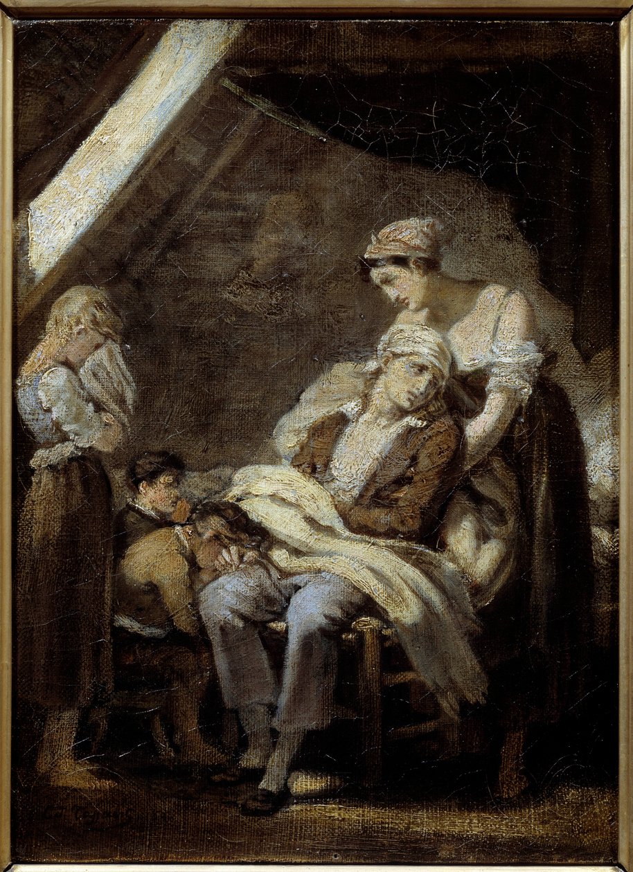 Den ulykkelige familien. Maleri av Octave Tassaert (1800-1874) av Octave Tassaert