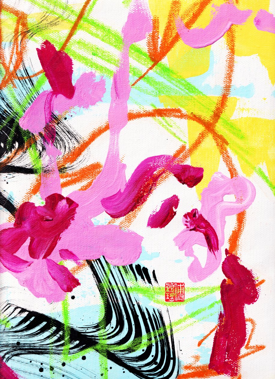 Mozarts Spring Ink Abstraction 2, 2020 (akryl på lerret) av Odilia W. Y. Fu