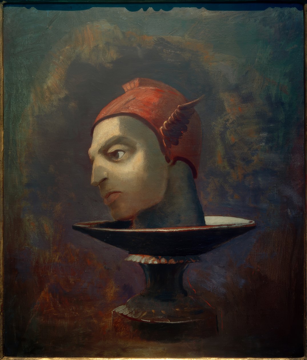 Hodet til Perseus (Hodet til Merkur på en bolle) av Odilon Redon