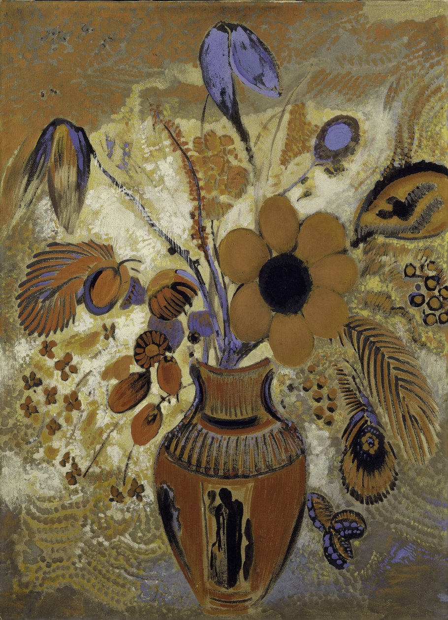 Etruskisk vase med blomster, 1900-10 av Odilon Redon