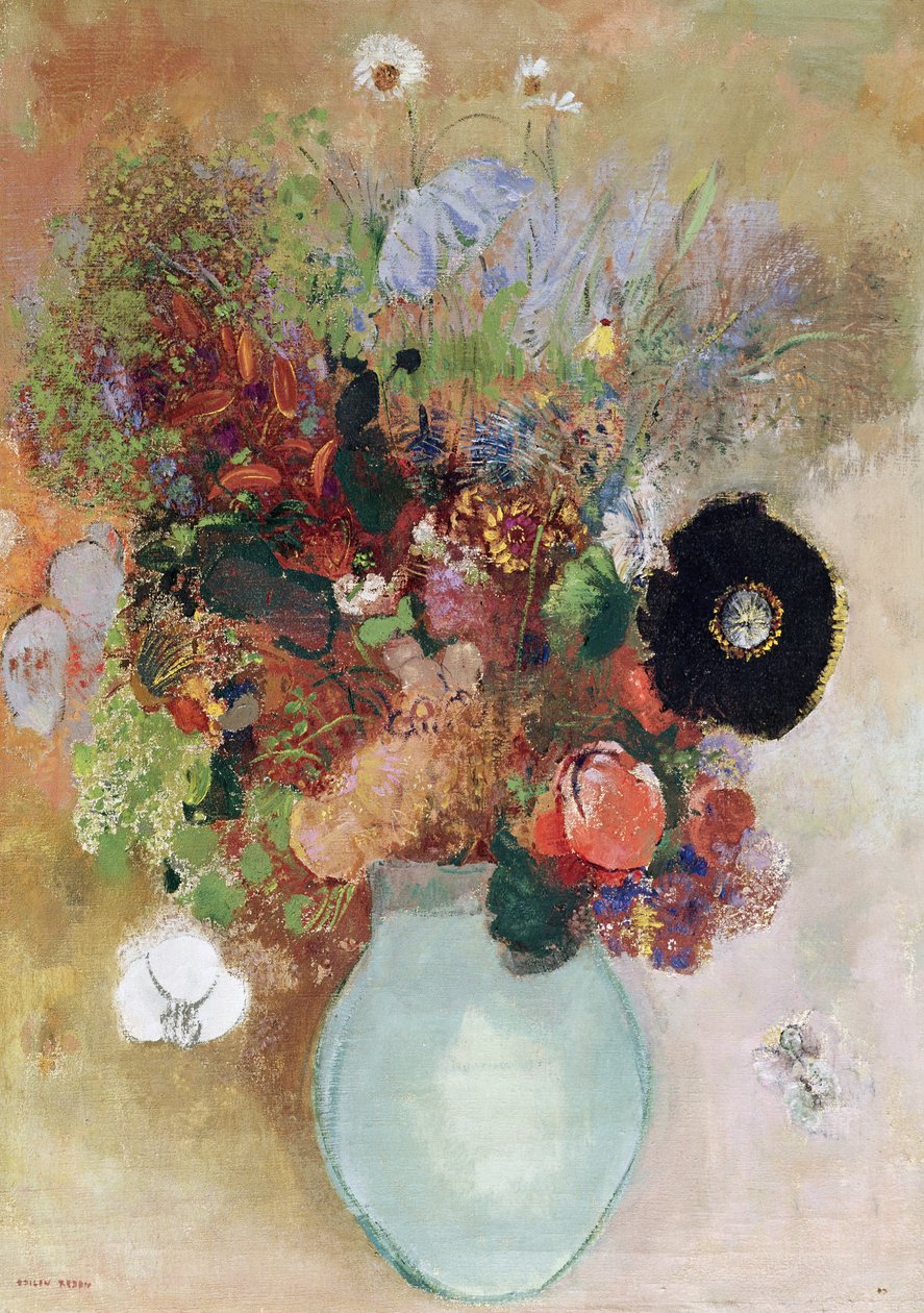 Blomster i en grønn vase, 1910 av Odilon Redon