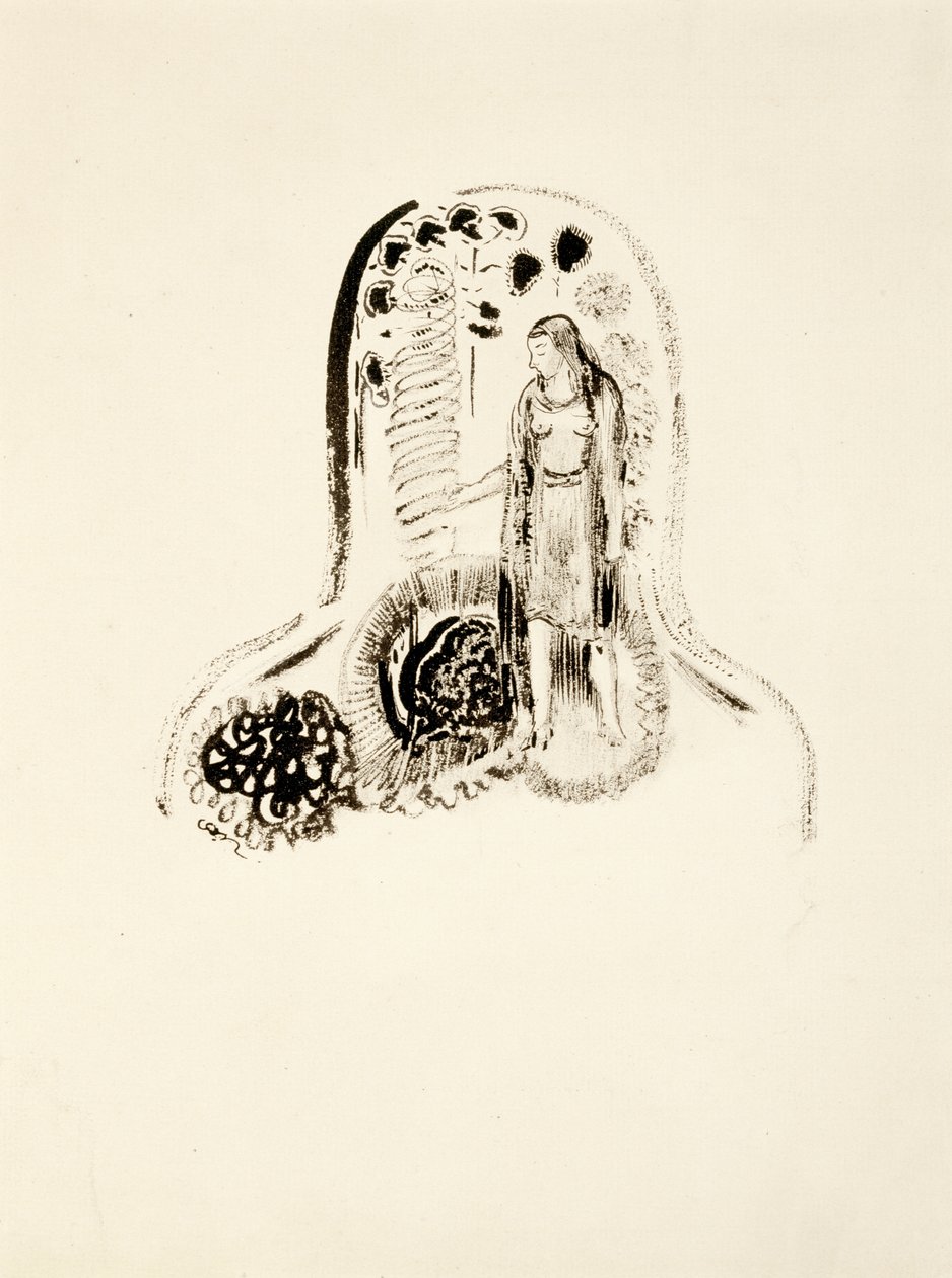 Ung jente i en blomsterhage, 1896-1900 av Odilon Redon