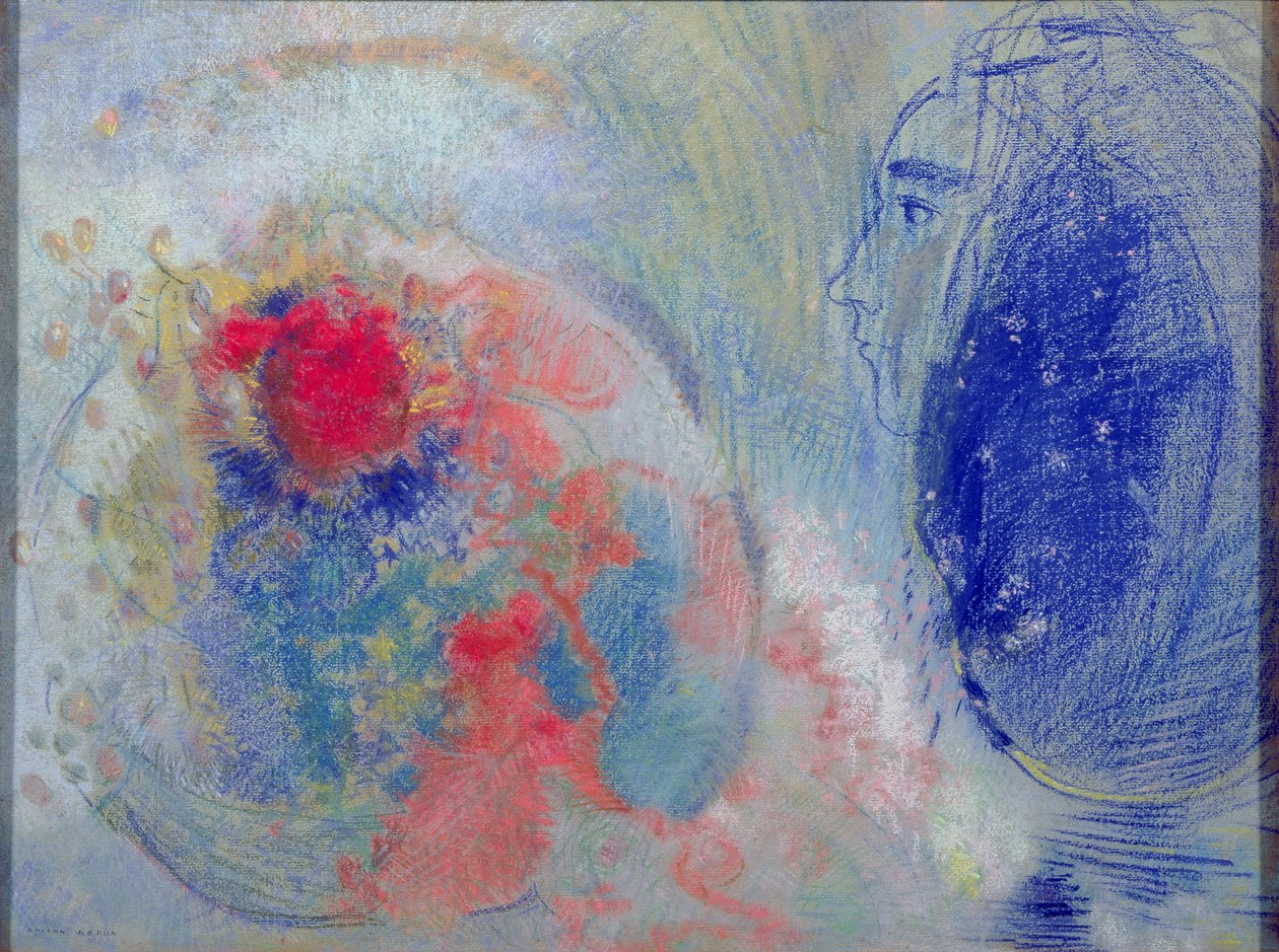Natt og dag, 1908-11 (pastell på papir) av Odilon Redon