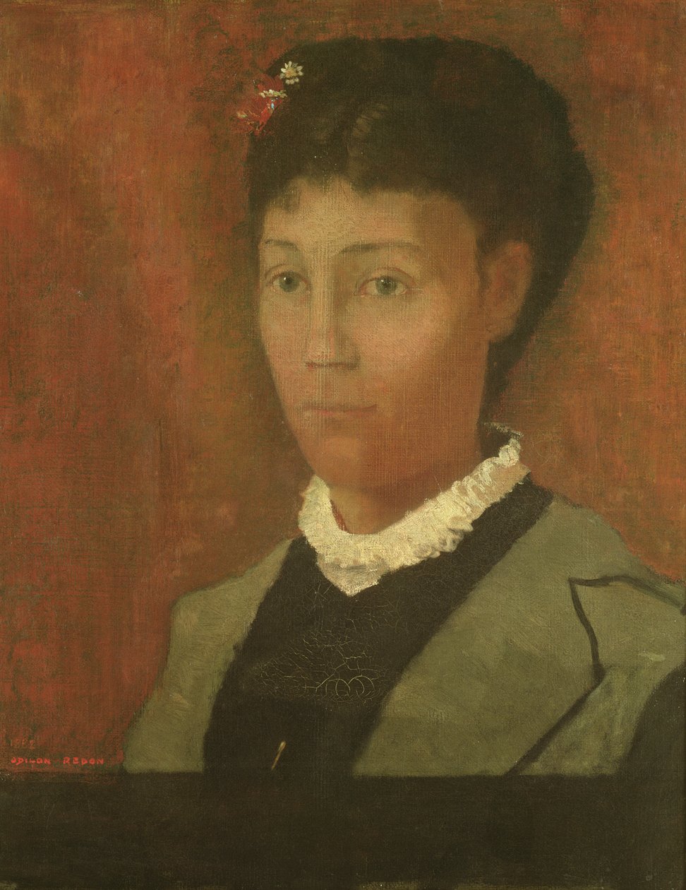 Portrett av kunstnerens kone, Madame Odilon Redon (nee Camille Falte) (1853-1923), 1882 av Odilon Redon