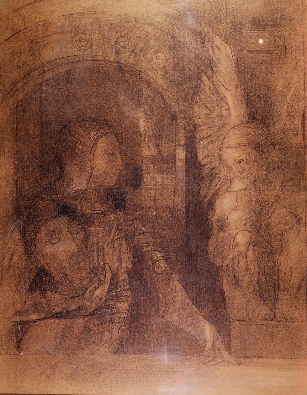 The Mystical Knight or The Sfinx, ca. 1890 (kull) av Odilon Redon