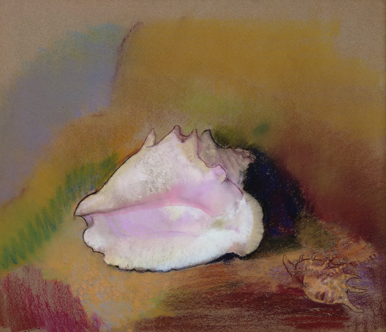 The Shell, 1912 (pastell på papir) av Odilon Redon