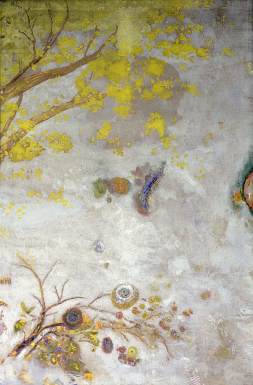 Yellow Flower Branch, del av en skjerm, 1901 av Odilon Redon