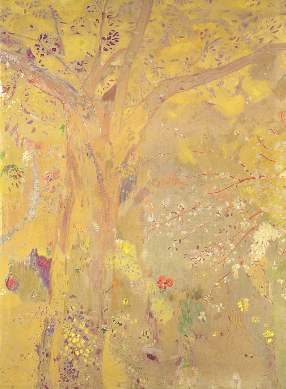 Yellow Tree (dekorativt panel for Domecy-residensen), 1900-01 (olje, tempera og pastell på lerret) av Odilon Redon