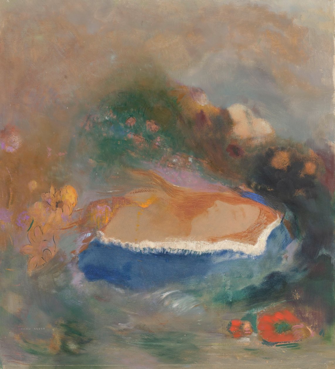 Ophelia med en blå snert i vannet av Odilon Redon (signed by artist)