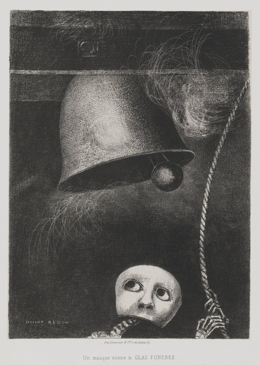 Til Edgar Poe (En maske ringer med dødsklokken) av Odilon Redon