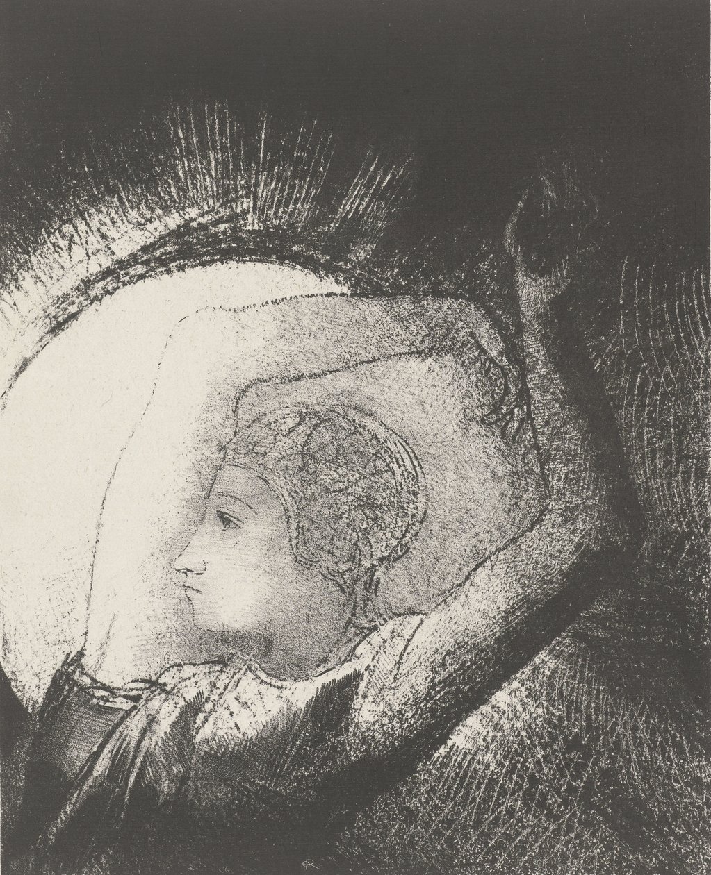 En kvinne kledd av solen, 1899 (trykk) av Odilon Redon