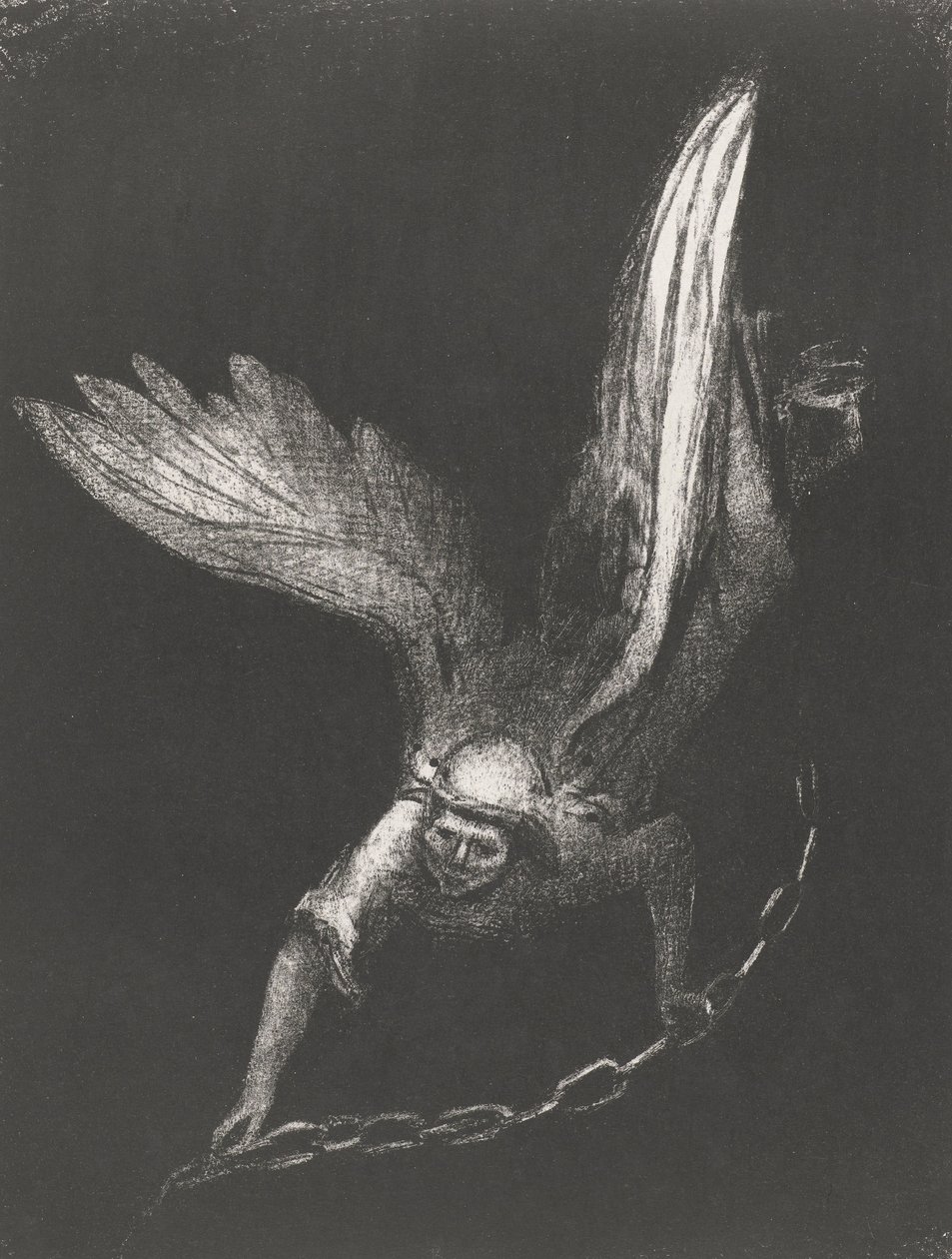 En engel med en kjede i hendene, 1899 (trykk) av Odilon Redon