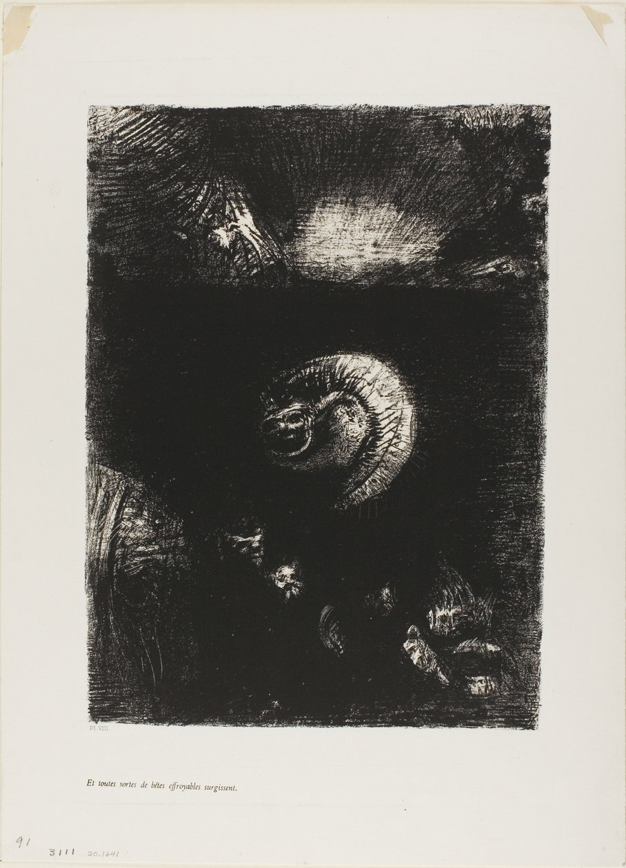 And All Manner of Frightful Creatures Arise, plate 8 av 10 av Odilon Redon