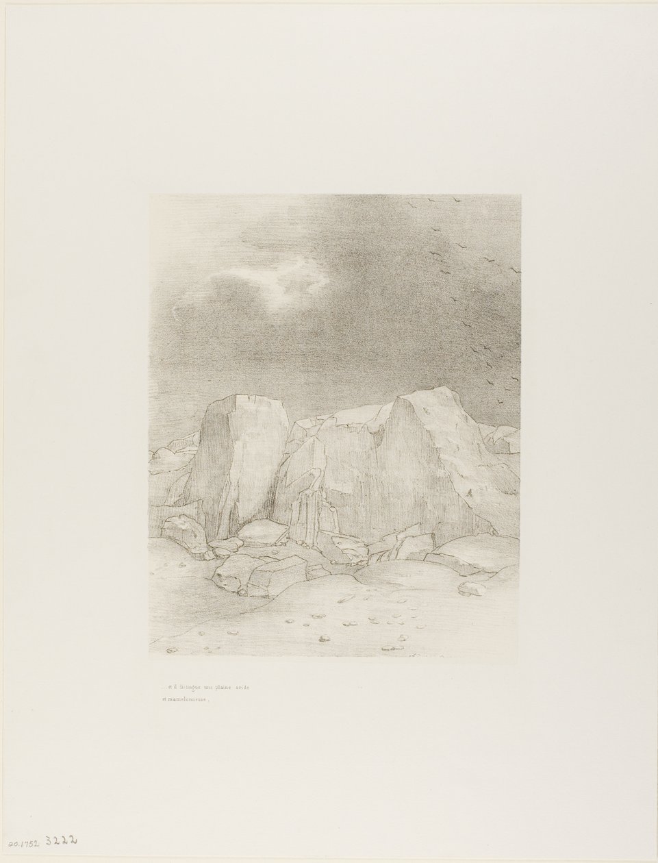 And He Discerns an Arid, Knoll-Covered Plain, plate 7 av 24 av Odilon Redon
