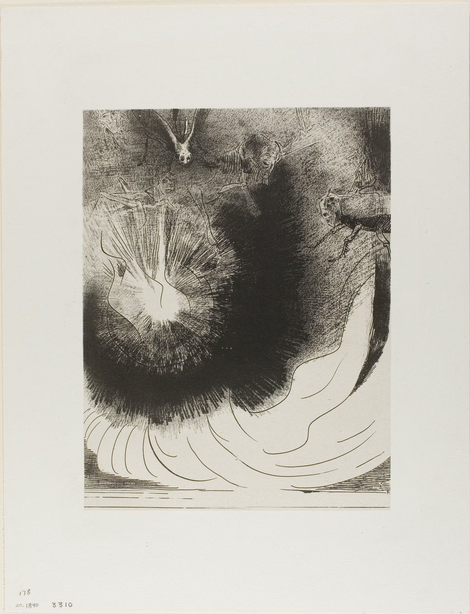 Og det falt en stor stjerne fra himmelen, brennende som en lampe, plate 5 av 12 av Odilon Redon