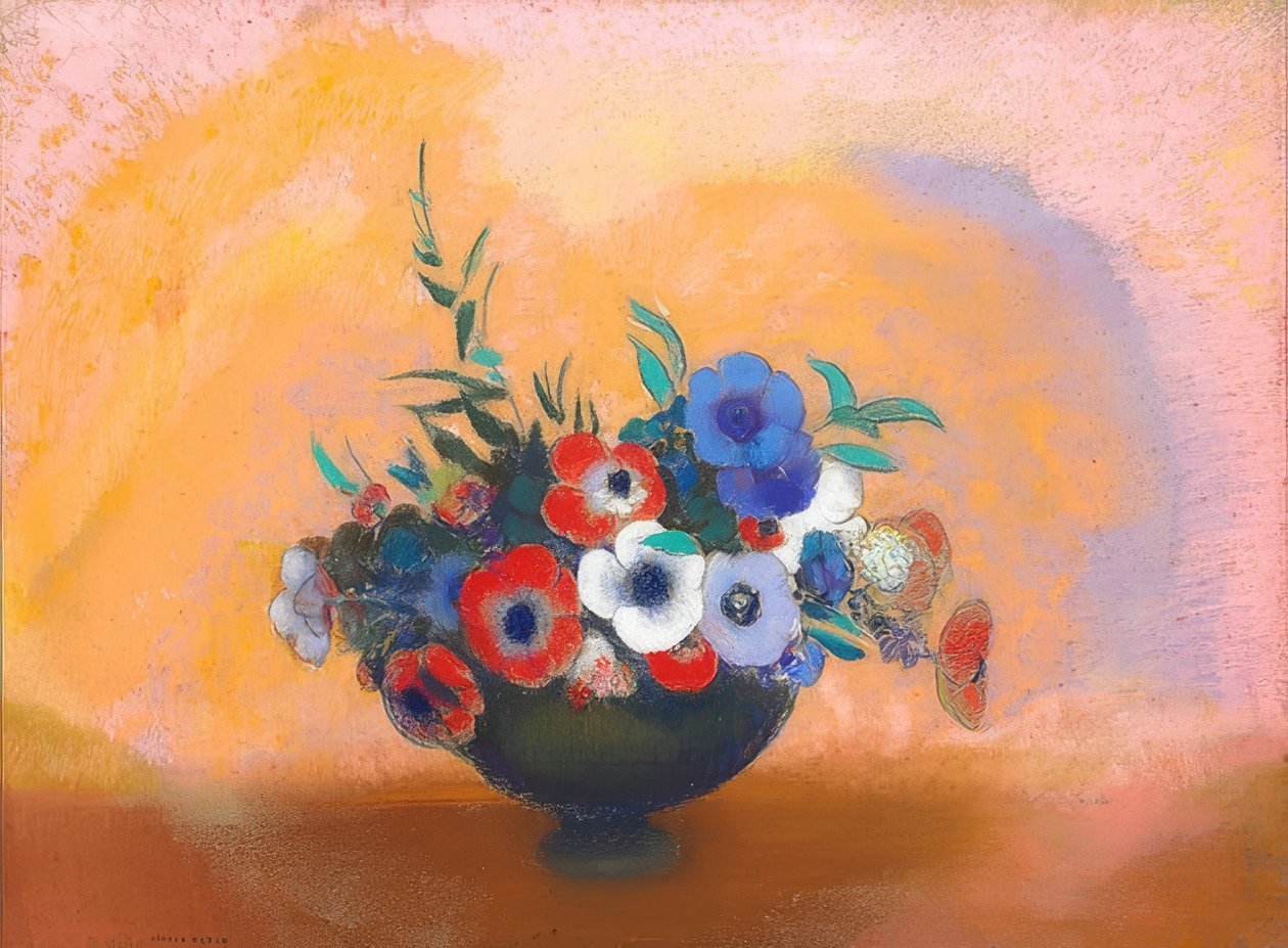 Anemonen (Anemonene). Um 1912 av Odilon Redon