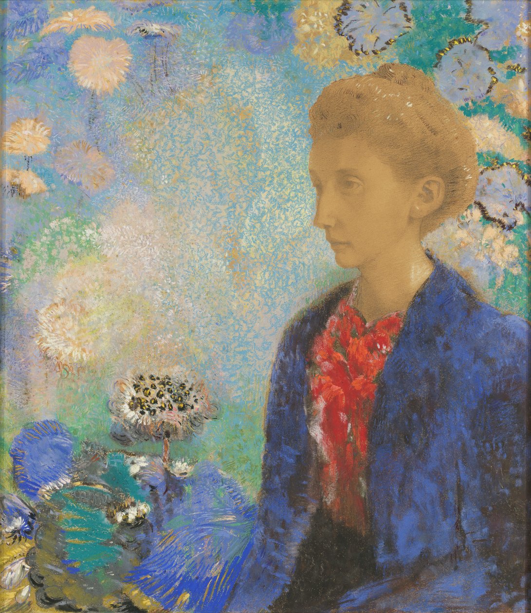 Baroness of Domecy, ca. 1900 (pastell og gouache) av Odilon Redon