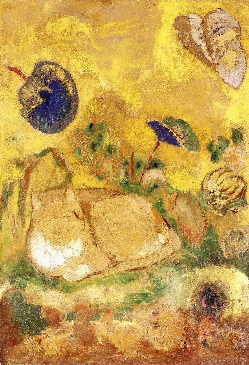 Bazon, kunstnerens katt; Bazon, kunstnerens katt, ca. 1905 av Odilon Redon