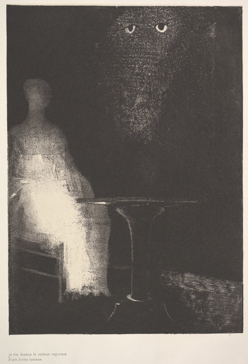 Nedenfor så jeg de dampformede konturene til en menneskelig form, 1896. av Odilon Redon