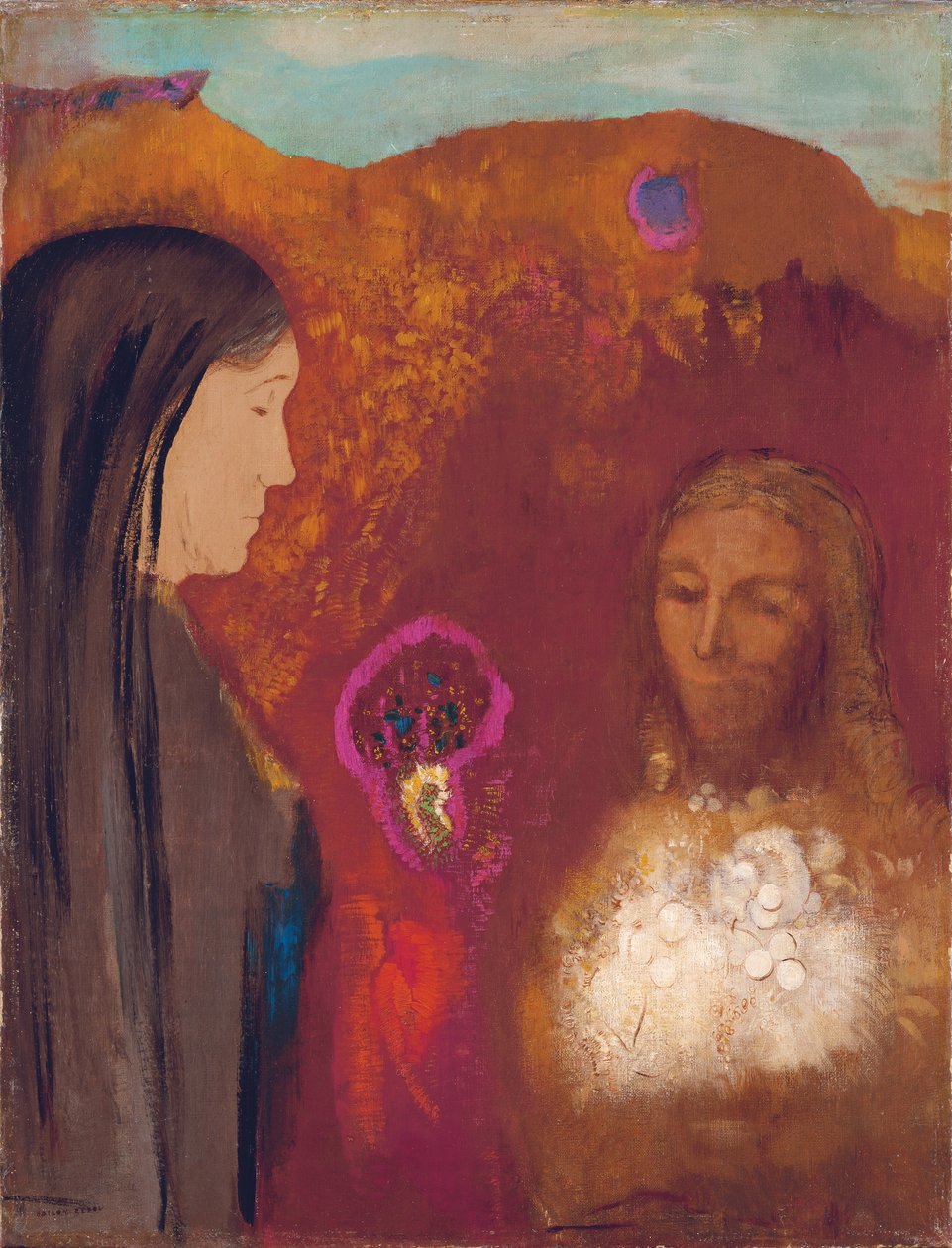 Kristus og den samaritanske kvinnen (Den hvite blomsterbuketten) av Odilon Redon